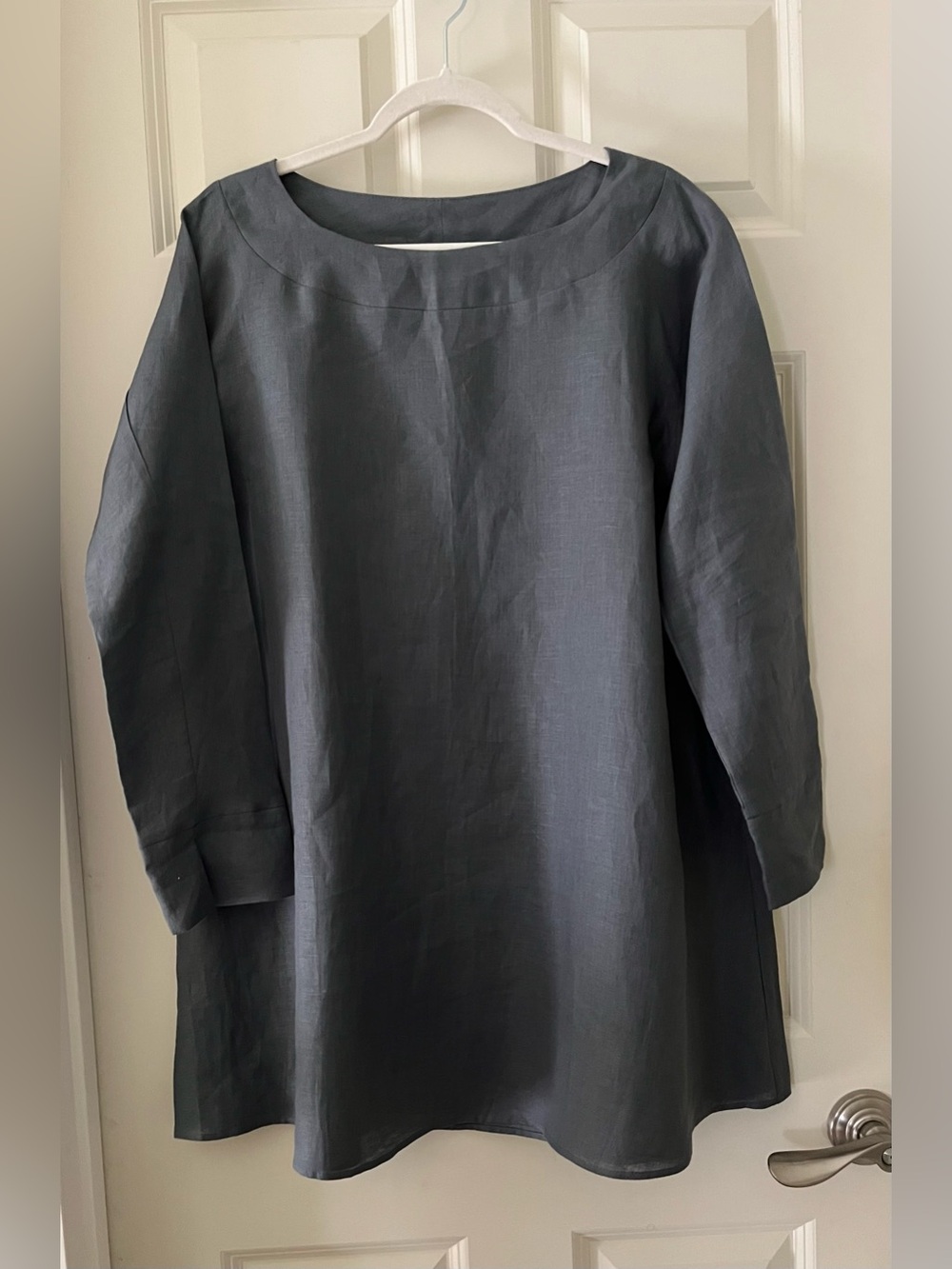 Charlotte Kellogg Palm Beach Linen Shift Dress Grey Size S Vintage Made in USA